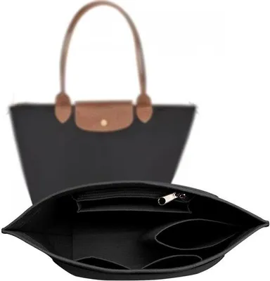 Produktbild von Taschenorganizer - Handtaschen-Organizer - Größe L - 28 x 25 x17 cm - Mit mehreren Reißverschlusstaschen - Für Handtaschen und Tragetaschen - Schwarz