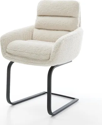 Produktbild von DELIFE Freischwinger Abelia-Flex mit Armlehnen Teddystoff Beige Freischwinger flach Schwarz