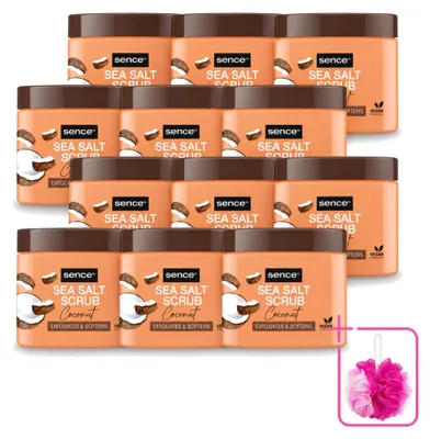 Zdjęcie produktu dla 12 sztuk peelingu do ciała o zapachu kokosu Sence - pielęgnujący - 500 g - zestaw ekonomiczny