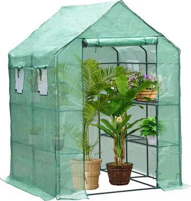 Image de Yakimz Serre en film plastique pour tomates Serre précoce Tente en film plastique réutilisable Vert 143x143x195cm
