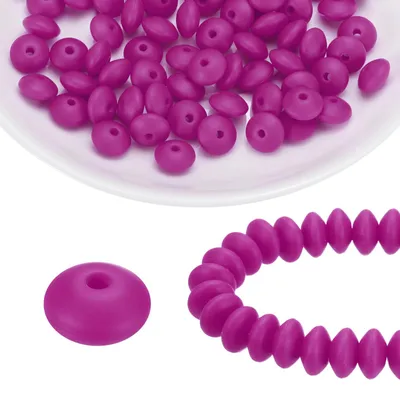 Silikonperlen 12 mm, 100 Stück, Magenta, für Basteln & Schmuck