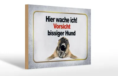 Produktbild von Holzschild Hinweis 30x20cm Vorsicht bissiger Hund