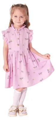 Produktbild von Kleid für Mädchen – 100 % Baumwolle – Blumenmuster – Größe  104,  Alter 4 Jahre - Lila