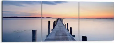 Produktbild von Bild auf Leinwand - Leinwandbild - Sonnenuntergang See Wasser Brücke - 150x50cm - Wand Bild - Wanddeko - Leinwanddruck - Bilder - Kunstdruck - Leinwand bilder - Wandkunst - CA150x50-2508