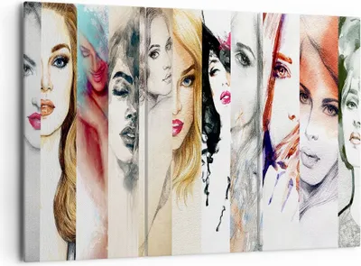Produktbild von Bild auf Leinwand - Leinwandbild - Frauen Schönheit Dame Illustration - 165x110cm - Wand Bild - Wanddeko - Leinwanddruck - Bilder - Kunstdruck - Leinwand bilder - Wandkunst - CE165x110-3012