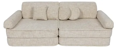Produktbild von Meowbaby Premium Spielsofa groß, Kordbezug hellgrau, Bezug abnehmbar & waschbar 30°C