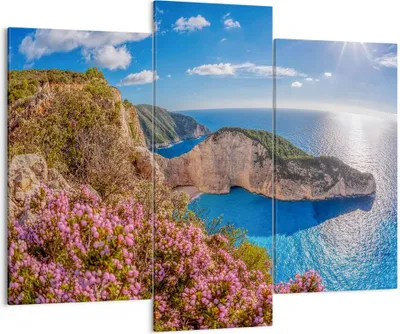 Produktbild von Bild auf Leinwand - Leinwandbild - Meer Sommer Blume - 130x100cm - Wand Bild - Wanddeko - Leinwanddruck - Bilder - Kunstdruck - Wanddekoration - Leinwand bilder - Wandkunst - CB130x100-3741