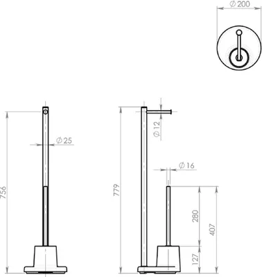 Image de Support avec porte-papier toilette et porte-brosse WC, blanc