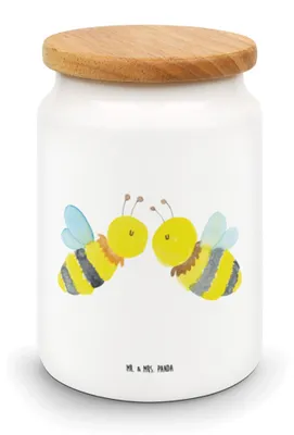Produktbild von Mr. & Mrs. Panda zuckerdose Biene Liebe - Weiß - Geschenk, Lebensmittelbehälter, behälter, Dose, Teedose, Frischhaltedose