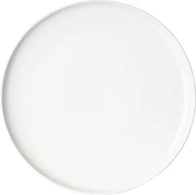 A white plate on a white background.