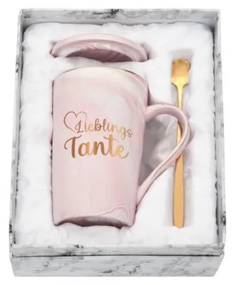 Produktbild von Tasse mit Spruch Lieblingstante Geschenkidee 400 ml Rosa Keramik