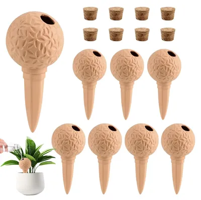 Immagine prodotto di Inovra - EXLECO, coni per irrigazione, 8 pezzi, 185 ml, sfere per irrigazione, terracotta, irrigazione per piante, coni per l'irrigazione automatica, distributore d'acqua, piante, vacanze, sistema di irrigazione per balconi, piante in vaso