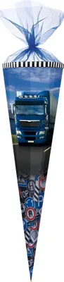 Produktbild von Nestler Schultüte Organza 85 cm 6-eckig Trucks on the Road