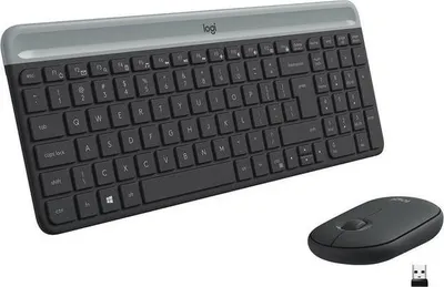Obrázek produktu pro Logitech Slim MK470, Plná velikost (100 %), Bezdrátový, RF bezdrátový, QWERTY, Grafit, Obsahuje myš