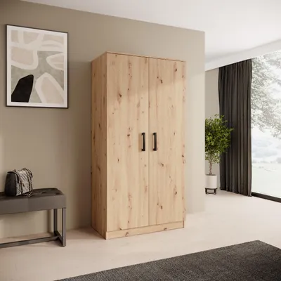 Obrázek produktu pro BEAUTYSOFA | Skříň s otočnými dveřmi TREND 90 cm Artisan, moderní skříň s věšákem na šaty a policemi – systém Soft-Close