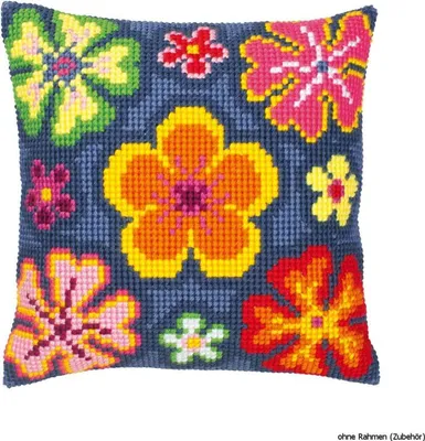 Produktbild von Vervaco Kreuzstichkissen "Flower Power", Stickbild vorgezeichnet