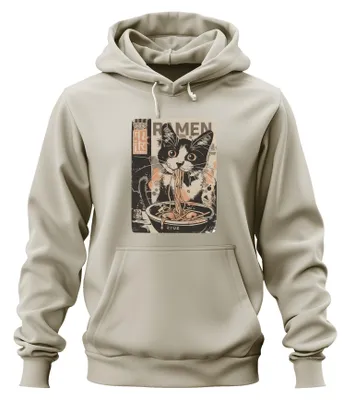 Obrázok produktu pre RAMEN, Mačka, Japonsko, Nudle, Jedlo, Anime, Roztomilé mačiatko, Mikina s kapucňou, Príroda, Veľkosť S