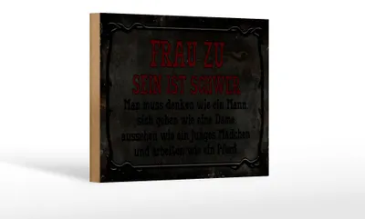 Produktbild von Holzschild Spruch 18x12cm Frau zu sein ist schwer man muss