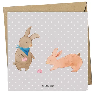 Produktbild von Mr. & Mrs. Panda Grußkarte Hasen Muschel - Grau Pastell - Geschenk, anlasskarte, Freundinnen, Strand, doppelkarte, Urlaub, faltkarte, Meer, Beste Freundin, Muttertag