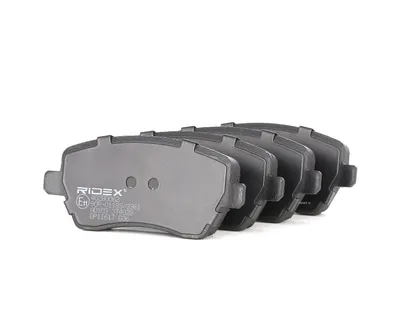 Produktbild von RIDEX 402B0062 Bremsbeläge Satz Vorne für RENAULT Clio III Schrägheck (BR0/1, CR0/1) TWINGO II (CN0) CLIO II (BB0/1/2, CB0/1/2) für DACIA DUSTER