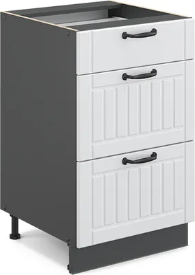 Produktbild von Küchenunterschrank Vicco Fame-Line Weiß Landhaus 50 cm ohne Arbeitsplatte, Model 36057