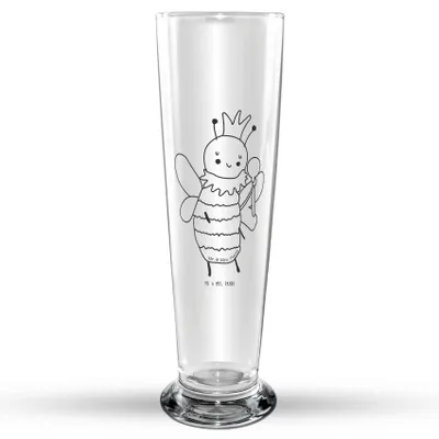 Produktbild von Mr. & Mrs. Panda Bierglas Biene König - Transparent - Geschenk, Mr Mrs Weizenglas, Bier Glas, Weißbierglas, Weizenbier, Weizen