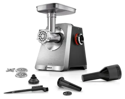 Zdjęcie produktu dla Bosch Serie 8 MFWS820M, 2500 W, Stal nierdzewna, 8 mm, 4,5 kg/min, 1 m, Aluminium, Stal nierdzewna, Plastik