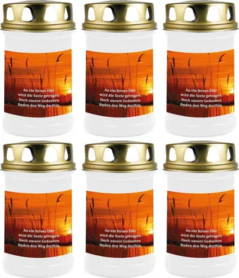 Produktbild von Grabkerze Weiß 6er Pack, Brenndauer: 48 Stunden ( je Kerze ), Motiv: Ufer