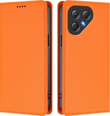 Produktbild von Handyhülle für Tecno Pova 7 Neo, Kunstleder Klapphülle Stoßfeste Magnetische Hülle mit Ständer Orange