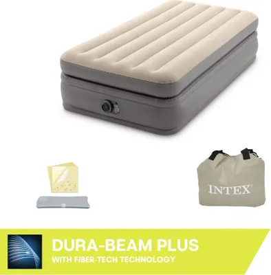 Productafbeelding van Intex DuraBeam Prime Comfort, verhoogd, eenpersoons luchtbed, dubbel, rechthoekig