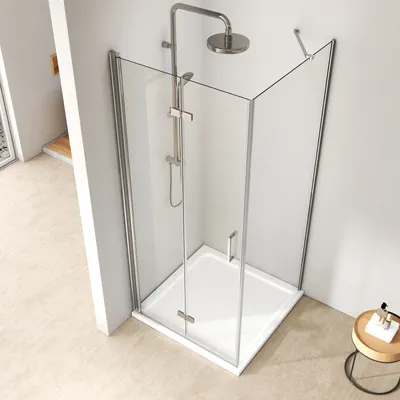 Produktbild von EMKE sprchový kout 80x80x195cm rohový vstup sprchové kouty kombinace sprchových dveří a zástěny Nano bezpečnostní sklo systém skládacích dveří