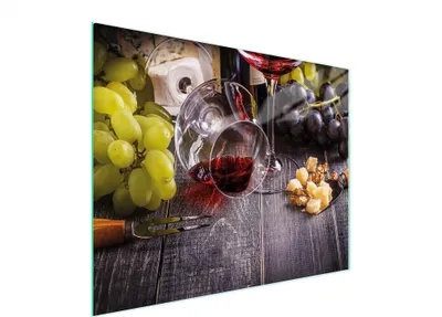 Produktbild von Schneidebrett aus kratzfestem Glas mit Weinmotiv, 52x40 cm, mit rutschfesten Gummifüßen