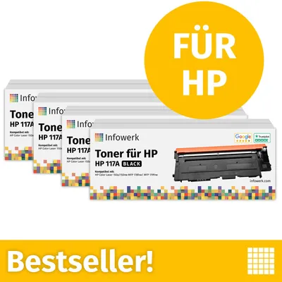 Image de NOUVEAU : Infowerk Toner pour HP 117A Multipack, compatible avec HP ColorLaser 150, MFP-178, etc., 1 pièce