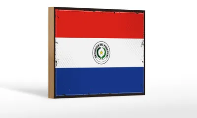 Produktbild von Holzschild Flagge Paraguays 18x12cm Retro Flag of Paraguay Dekoration
