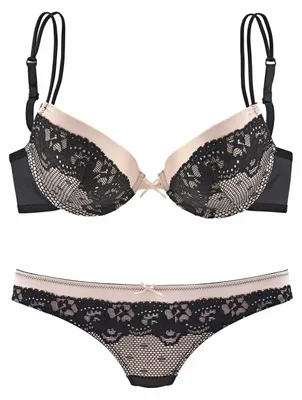 Produktbild von MELROSE Set: Push-up-BH 2 -teilig schwarz-puder Größe 75 Cup C