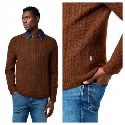Immagine prodotto di Wrangler | Maglione a trecce da uomo, marrone scuro, mogano, taglia L