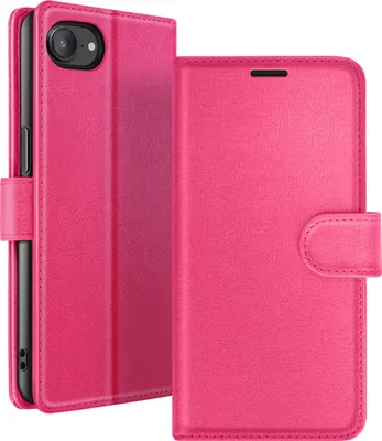 Obrázek produktu pro Zanaé, skládací pouzdro pro iPhone 16e s magnetickým uzávěrem a přihrádkou na karty, fuchsiová