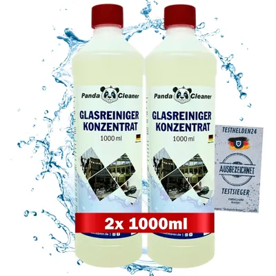 Produktbild von PandaCleaner Glasreiniger Konzentrat - 2000ml Glasreiniger Fenster - Fensterreiniger Konzentrat für streifenfreie Reinigung - Für alle Fenstersauger