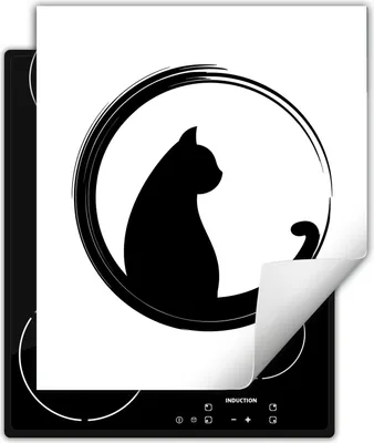 Produktbild von DarHaus Herdabdeckplatte 45x52 cm Anti Rutsch Matte Aufrollbar, schwarz - Katze