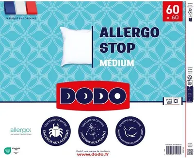 Image de Oreiller DODO ALLERGO STOP, 60 x 60 cm, Anti-allergique, Fibre VOLUPT'AIR