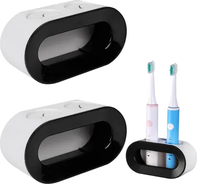 Produktbild von STILVORA Zahnbürstenzubehör, Zahnbürstenhalter Wandmontage, Ohne Bohren Badezimmer, Selbstklebender Zahnputzbecher-Halter für Elektrische & Manuelle Zahnbürsten, 2er Set, Schwarz