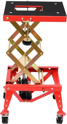 Image de Élévateur pour motos - Table élévatrice - Capacité de charge 160 kg - Hauteur 30,5–80 cm - Plateforme 38 x 28,7 cm - En fer - 4 roulettes - Rouge