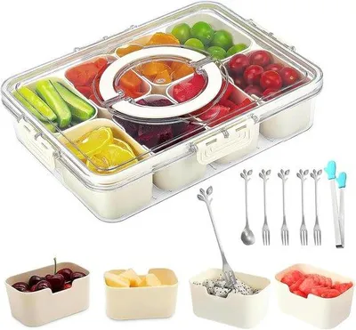 Produktbild von Portables Snackbox 8-fachig, milchweiß, wiederverwendbar