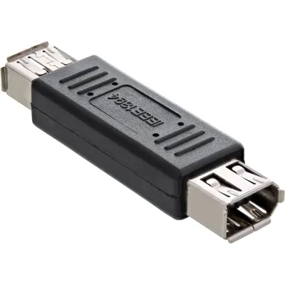 Produktbild von InLine FireWire Adapter, 6pol Buchse / Buchse, bulk, 6pin female, IEEE 1394a, Schwarz, Silber
