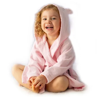 Produktbild von Milk&Moo Chancin Kinder Samt Bademantel mit Kapuze, extra weicher und leichter Velours Morgenmantel, Mädchen und Jungen, langlebige Textur, rosa, 2-4 Jahre