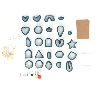 Produktbild von 142-teiliges Ausstecher-Set aus dunkelblauem Polymer-Ton, zur Herstellung von Schmuck und Ohrringen, kreatives DIY Bastelset