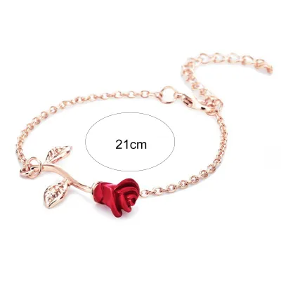 Produktbild von Damen-Armband, Rose, verstellbare Kette, Schmuck, Galvanisierung, langlebiges Armband für Party-Roségold