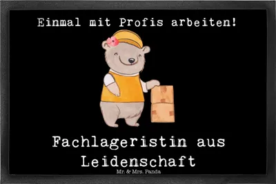 Produktbild von Mr. & Mrs. Panda fußmatte Fachlageristin Leidenschaft 40 x 60 cm - Schwarz - Geschenk, Fußabtreter, Schmutzfangmatte, Witzig, Spruch, Lustig, Ausbildung, Schmutzmatte