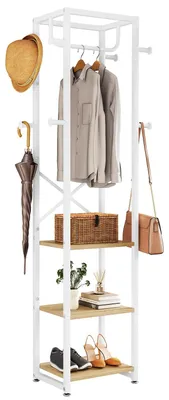 Immagine prodotto di Appendiabiti 180 x 40 x 30 cm, con 8 ganci, 3 ripiani, ideale per l'ingresso