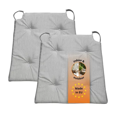 Productafbeelding van Set van 2 stoelkussens 42 x 40 cm, voor binnen en buiten, 100% microvezel, lichtgrijs, sleepling